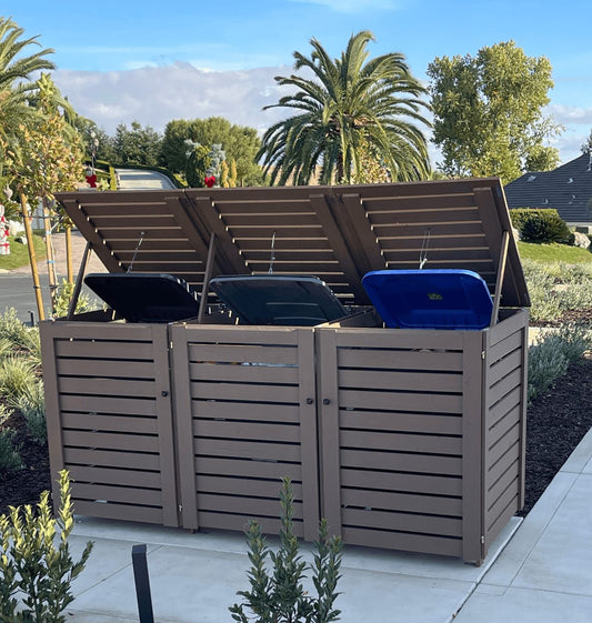 Outdoor Trash Can Enclosure – Weatherproof Storage Shed for 96 Gallon Garbage Bins with PVC Panels