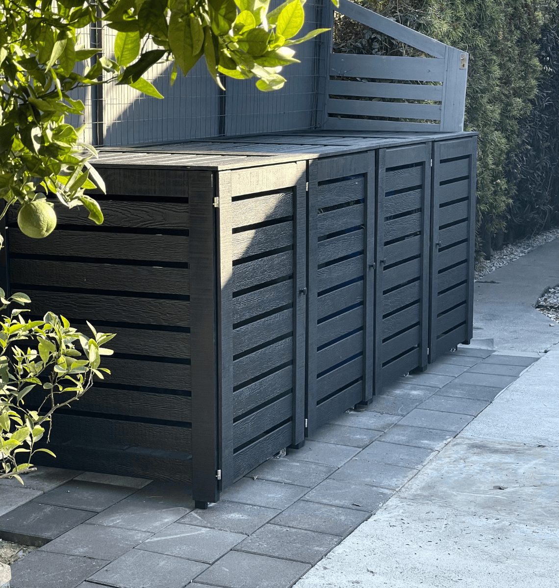 Outdoor Trash Can Enclosure – Weatherproof Storage Shed for 96 Gallon Garbage Bins with PVC Panels