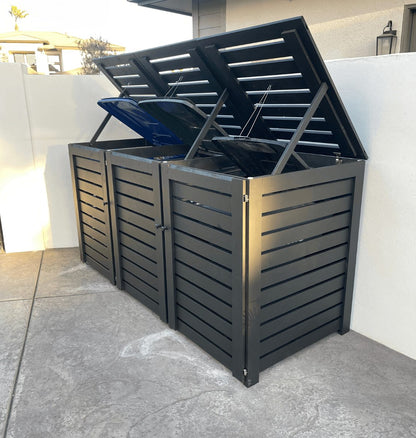 Outdoor Trash Can Enclosure – Weatherproof Storage Shed for 96 Gallon Garbage Bins with PVC Panels