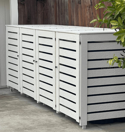 Outdoor Trash Can Enclosure – Weatherproof Storage Shed for 96 Gallon Garbage Bins with PVC Panels